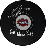 Kirby Dach Autographed/Signed Montreal Canadiens Hockey Puck Go Habs FAN 46846