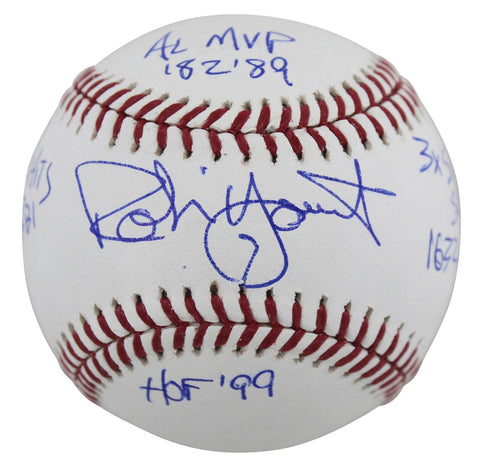 Brewers Robin Yount "6x Stat" Authentic Signed Oml Baseball BAS Witnessed 2