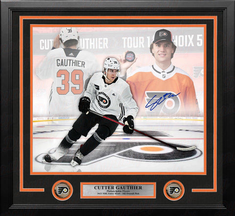 Cutter Gauthier Flyers Autographed Signed 11x14 Framed Draft Photo JSA PSA