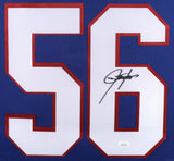 Lawrence Taylor Signed New York Giants 35x43 Framed Blue Home Jersey (JSA Holo)