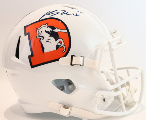 Bo Nix Broncos White Snowcapped Replica Speed Helmet Beckett COA