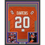 FRAMED Autographed/Signed BRIAN DAWKINS 33x42 Clemson Orange Jersey BAS COA