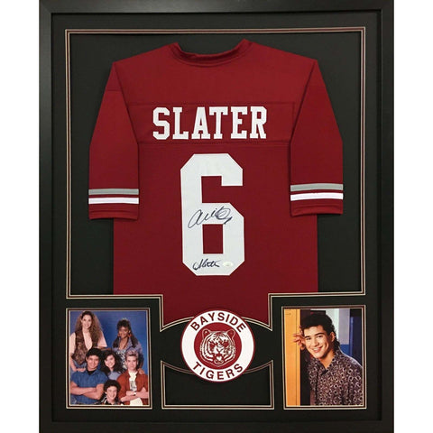 A.C. Slater Autographed Signed Framed Saved By the Bell Mario Lopez Jersey JSA