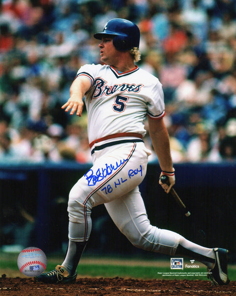 Bob Horner Signed Atlanta Braves Batting 8x10 Photo w/78 NL ROY (SCHWARTZ COA)