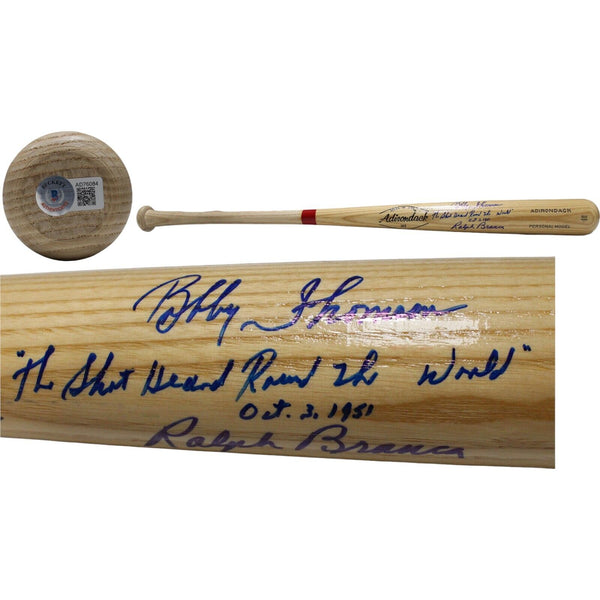 Bobby Thomson & Ralph Branca Signed Adirondack Blonde Bat Beckett 44322