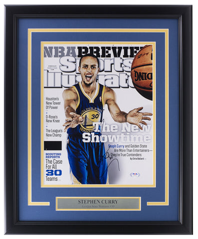 Stephen Curry Signed Framed 11x14 Warriors Sports Illustrated Cover Photo PSA