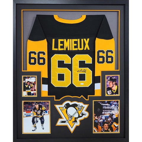 Mario Lemieux Autographed Signed Framed Pittsburgh Penguins Jersey JSA