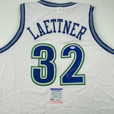 Autographed/Signed Christian Laettner Minnesota White Basketball Jersey PSA/DNA