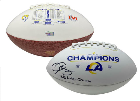 ODELL BECKHAM Jr. Autographed "SB LVI Champs" White Panel Football FANATICS