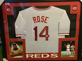 Pete Rose Signed 35x43 Framed Cincinnati Reds Jersey (JSA) SEE DESCRIPTION