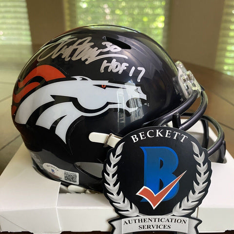 Terrell Davis HOF 17 Autographed Signed Denver Broncos Mini Helmet Beckett