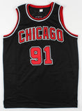 Dennis Rodman Signed Black Chicago Bulls Jersey (Beckett COA) Leading Rebounder