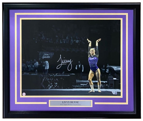 Livvy Dunne Signed Framed 16x20 LSU Tigers Spotlight Photo Fanatics