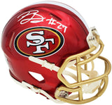 JI'AYIR BROWN AUTOGRAPHED 49ERS FLASH RED SPEED MINI HELMET BECKETT 232604