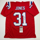 Autographed/Signed Jonathan Jones New England Red Football Jersey JSA COA