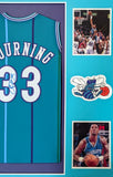 FRAMED CHARLOTTE HORNETS ALONZO MOURNING SIGNED JERSEY JSA COA