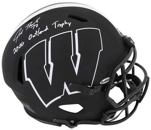 Joe Thomas Signed Wisconsin ECLIPSE Riddell Auth Helmet w/2006 Outland (SS COA)