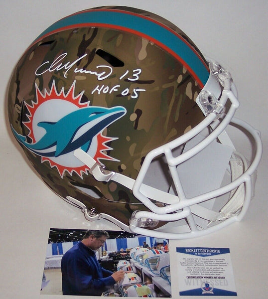 DAN MARINO SIGNED RIDDELL DOLPHINS CAMO SPEED FULL SIZE DELUXE HELMET HOF 05 BAS