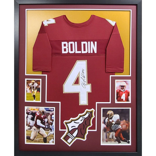 Anquan Boldin Autographed Signed Framed Florida State Cardinals NL Jersey JSA