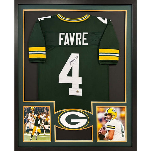 Brett Favre Autographed Signed Framed Green Bay Packers 2P Jersey FAVRE COA