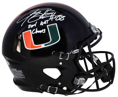 JEREMY SHOCKEY SIGNED MIAMI HURRICANES AUTHENTIC SPEED HELMET W/ 2001 CHAMPS