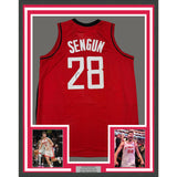 Framed Autographed/Signed Alperen Sengun 35x39 Houston Red Jersey Beckett COA