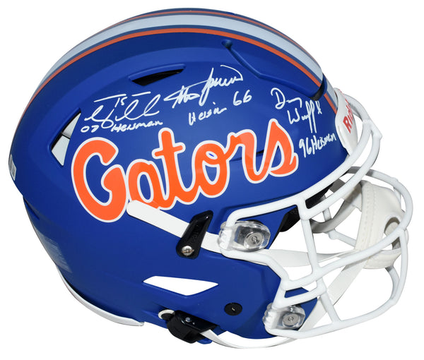 TIM TEBOW STEVE SPURRIER DANNY WUERFFEL SIGNED FLORIDA BLUE SPEEDFLEX HELMET