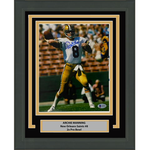 Framed Autographed/Signed Archie Manning NOLA Saints 8x10 Photo BAS COA #4