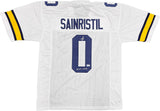 MICHIGAN MIKE SAINRISTIL AUTOGRAPHED WHITE JERSEY 23 NATL CHAMPS BECKETT 234647