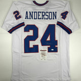 Autographed/Signed OTTIS ANDERSON New York White Football Jersey JSA COA Auto