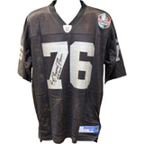 Bob Brown Signed Oakland Raiders Reebok Black L Jersey HOF BAS 48475