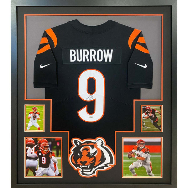 Joe Burrow Autographed Signed Framed Black Cincinnati Bengals 4B Jersey FANATICS