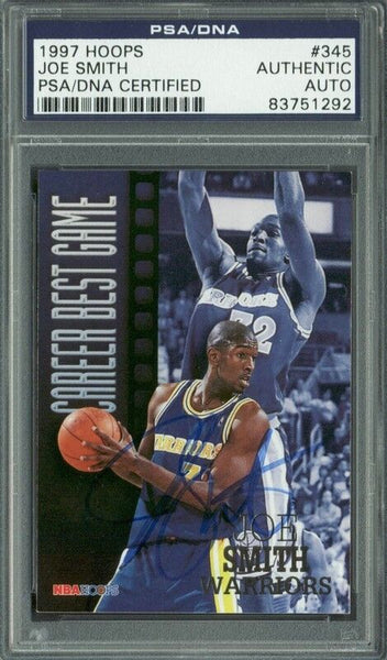 Warriors Joe Smith Authentic Signed Card 1997 Hoops #345 PSA/DNA Slabbed