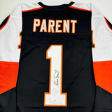 Autographed/Signed Bernie Parent Philadelphia Black Hockey Jersey JSA COA