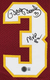 NFL MVPs (3) Theismann, Mosely & Brown Signed Maroon Pro Style Jersey BAS Wit