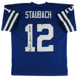 Cowboys Roger Staubach "HOF '85" Signed Blue TB Mitchell & Ness Jersey BAS Wit