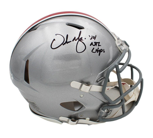 Urban Meyer Signed Ohio State Buckeyes Speed Authentic Helmet With "14 NTL CHPS"