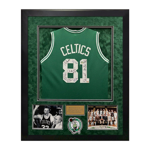 1981 Boston Celtics Team Signed Autographed Jersey Framed to 32x40 NEP