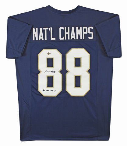 Notre Dame Lou Holtz "88 National Champs" Signed Navy Pro Style Jersey BAS Wit