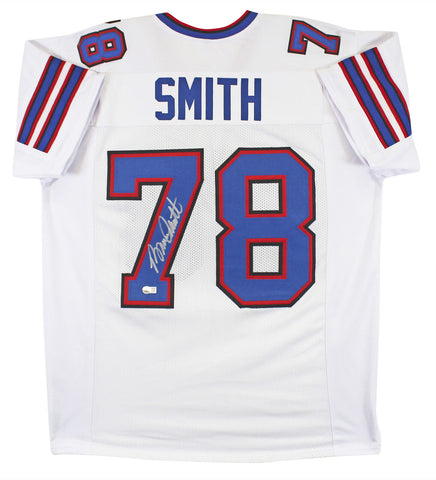 Bruce Smith Authentic Signed White Pro Style Jersey Autographed BAS Witnessed