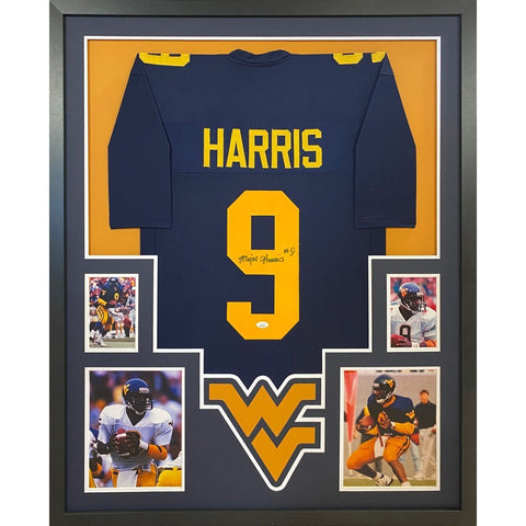 Major Harris Autographed Signed Framed 1988 West Virginia Jersey JSA