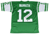 JOE NAMATH AUTOGRAPHED NEW YORK JETS #12 GREEN MITCHELL & NESS JERSEY BECKETT