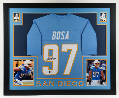 Joey Bosa Signed San Diego Chargers 35x43 Framed Jersey (Beckett Hologram) L.B.