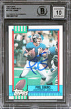 Giants Phil Simms Signed 1990 Topps Disclaimer Back #51 Card Auto 10 BAS Slabbed