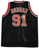 CHICAGO BULLS DENNIS RODMAN AUTOGRAPHED SIGNED BLACK JERSEY JSA STOCK #215736