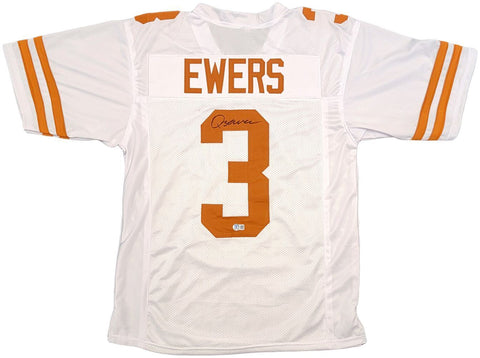 Quinn Ewers Texas Signed White Football Jersey BAS