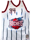 Hakeem Olajuwon Signed Rockets White M&N Hardwood Classic Swingman JSY-JSA W