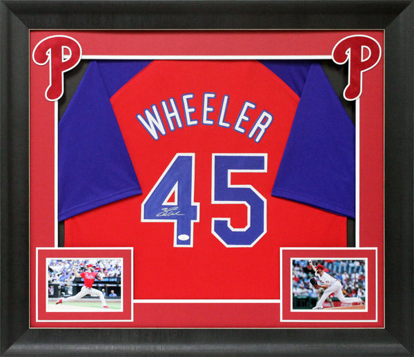 Zack Wheeler Authentic Signed Red Pro Style Framed Jersey Autographed JSA