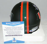 VINNY TESTAVERDE SIGNED MIAMI HURRICANES FLAT BLACK SPEED MINI HELMET BECKETT