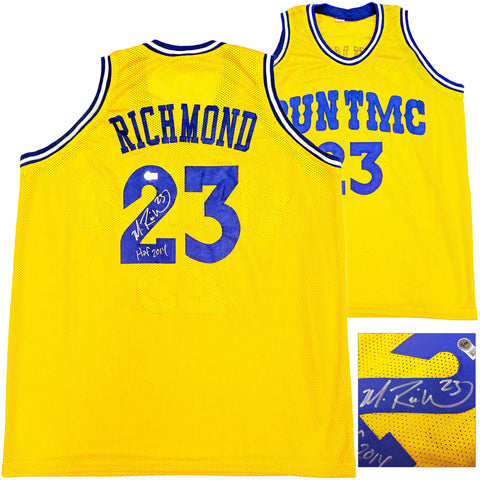 WARRIORS MITCH RICHMOND AUTOGRAPHED YELLOW JERSEY HOF 2014 BECKETT 232590